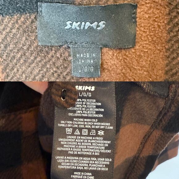 SKIMS Jasper Fleece Buffalo Plaid Sleep Shirt - Picture 4 of 4